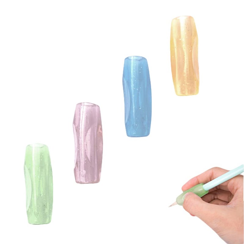 CCLKHY Pencil Grips, 4 Pack Writing Aid Grip Pencil Grip, Pencil Holder, Silicone Pencil Grips Handwriting Tool for Children, Students - Image 1
